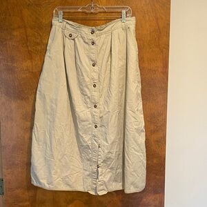 Vintage Khaki Button-Front Granny Skirt